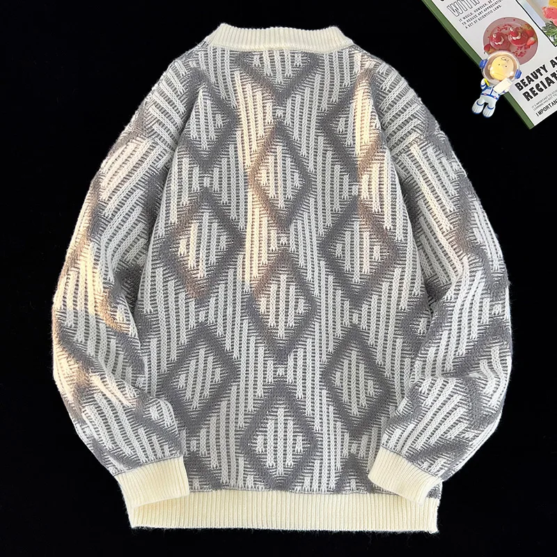

Men's Diamond Windproof and Warm Home Leisure Pullover Sweater Outdoor High-quality Leisure Trend Versatile Home Clothing