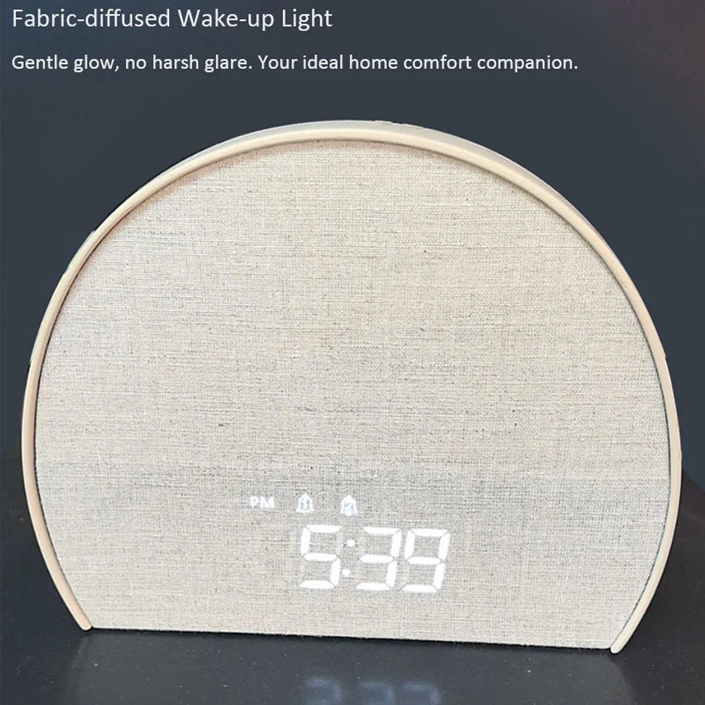 Dual Alarm Clock Fabric Alarm Clock Soothing Sound Options Clear Clock Display Alarm Clock 18*16cm about Nighttime Relaxation