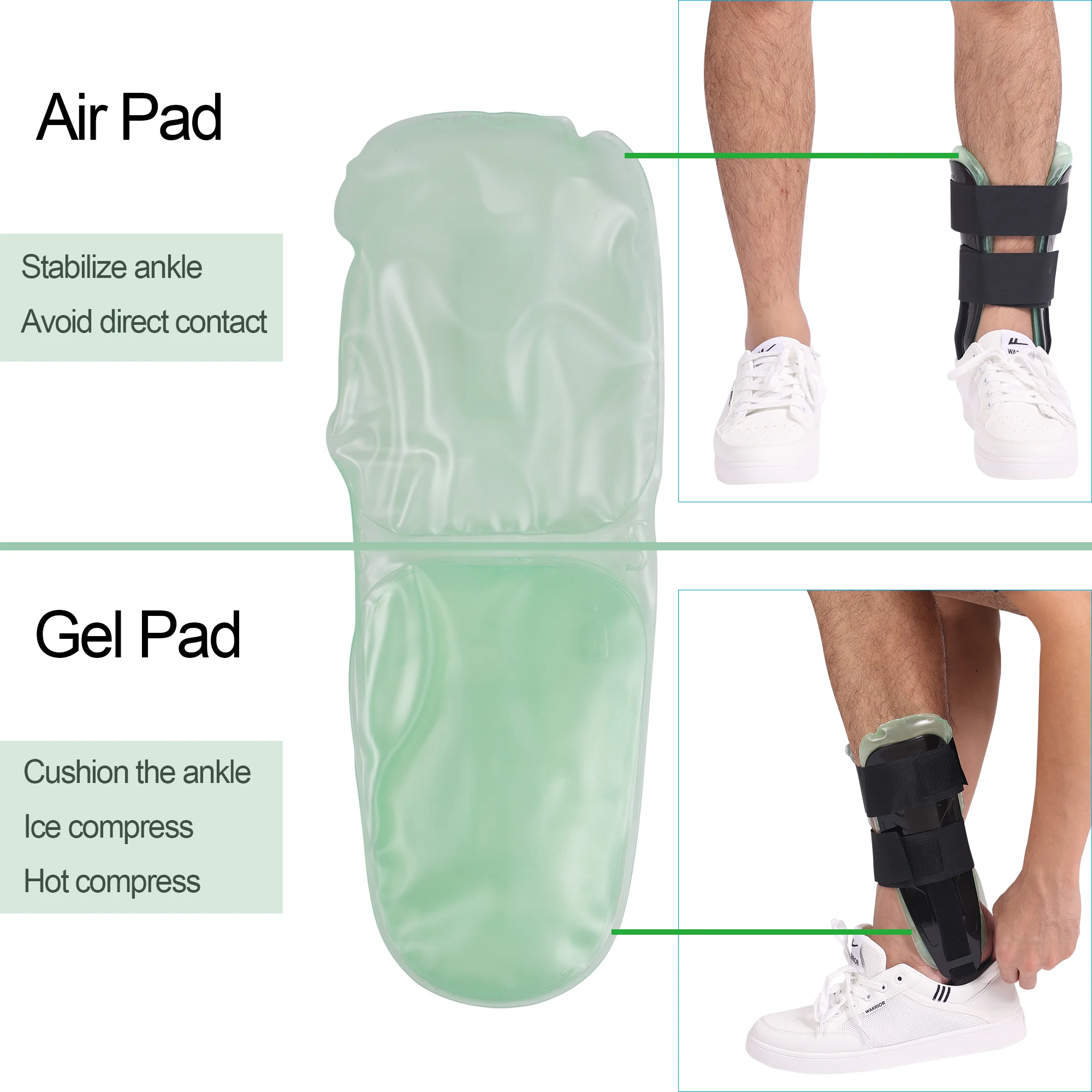 

Ankle Stirrup Brace - Ankle Sprain Support with Air & Gel Pad - Rigid Ankle Splint Stabilizer for Injury Protection