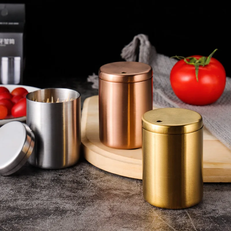 

2 Pcs Stainless Steel Toothpick Holders Solid-Color Minimalist Design: Sturdy, Drop-Resistant, and Easy To Clean Toothpicks Box