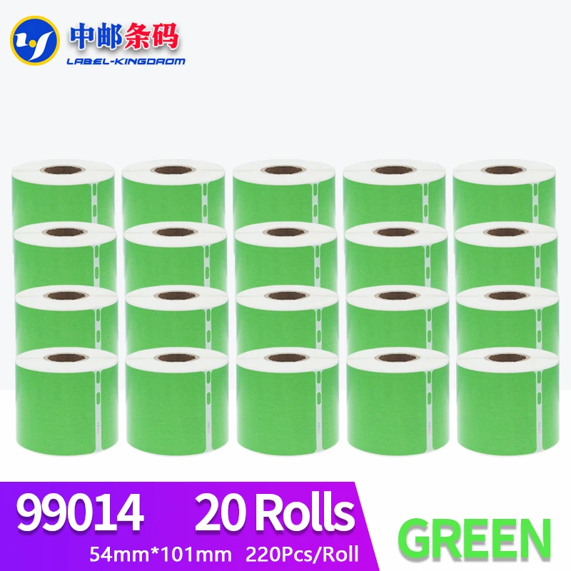 20 Rolls Generic Dymo 99014 Green Color Label 54mm*101mm 220Pcs Compatiable for LW450 Turbo Printer