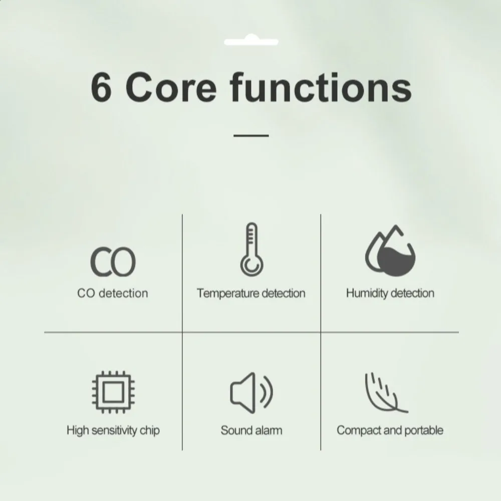 3 in 1 Carbon Monoxide Detector Rechargeable Magnetic Temperature Humidity Detector High Definition LCD Display