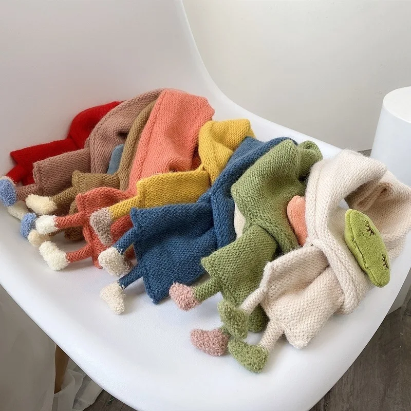 Cute Cloud Baby Scarf 3D Doll Kids Knitted Neckerchief 1-5year Boys Girls Children Cross Scarves Winter Warm Woolen Neck Cover