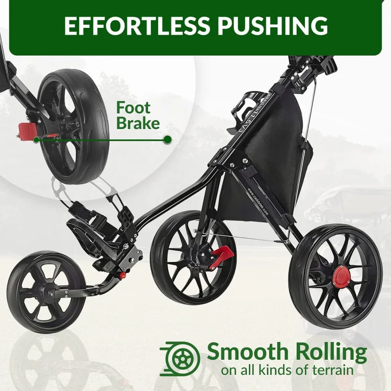 AQCaddytek CaddyLite 11.5 V3 3 Wheel Golf Push - SuperLite Deluxe,Lightweight,Easy To Fold Caddy Cart Pushcart