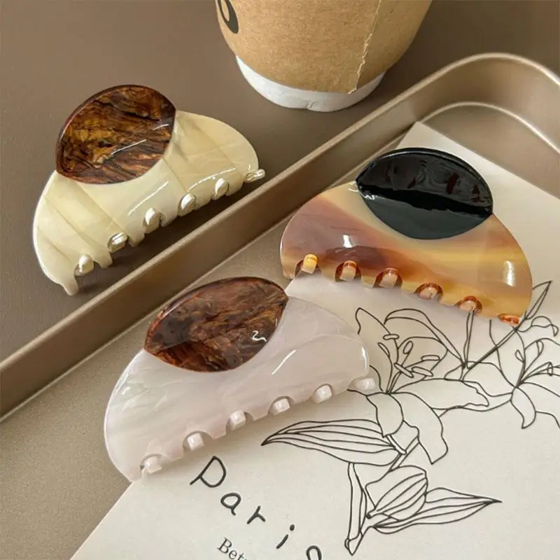 

Casual Daily Dressing Hair Claw Headdress Vintage Two-Tone Hair Clip Acetate Hair Clips Girls Classic Elegant Hairpins Headband