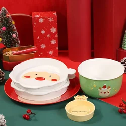 Stoviglie in ceramica di natale piatto per la cena di alce piatto per alimenti di babbo natale piatto per alimenti per riscaldamento a microonde piatti per contenitori per alimenti regali di natale