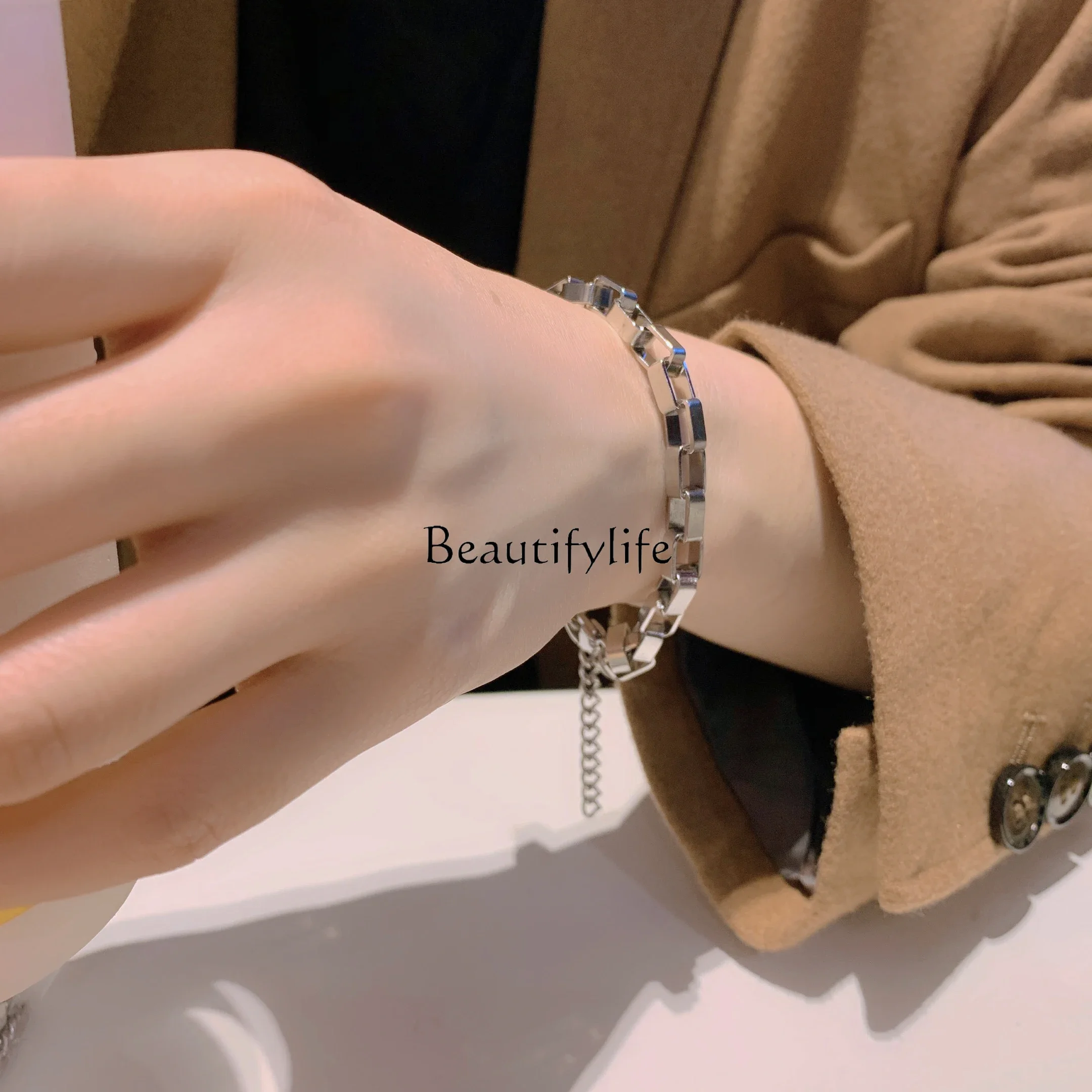 Square New Square Hong Kong Style Street Couple Thick Bracelet