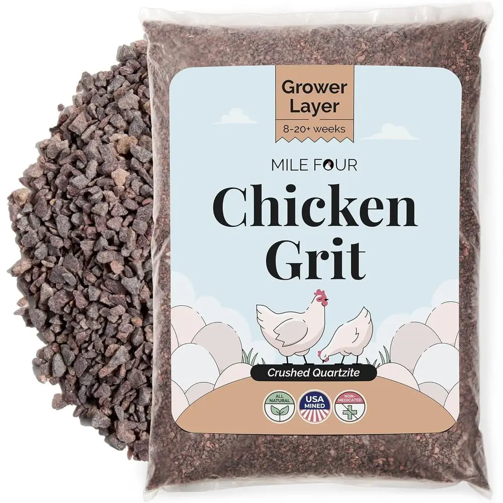 

Chicken Grit (50 lbs) or Layer & Grower Chickens Age 8-20+ Weeks - 100% Natural Mineral Chicken Grit Quartzite, Poultry Grit, US