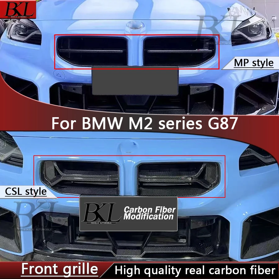 

For BMW M2 G87 CSL/Q Style Dry Carbon Fiber Racing Grills Front Bumper Air Vent Cover Trim Foglamp Mesh Grill Frame body kit