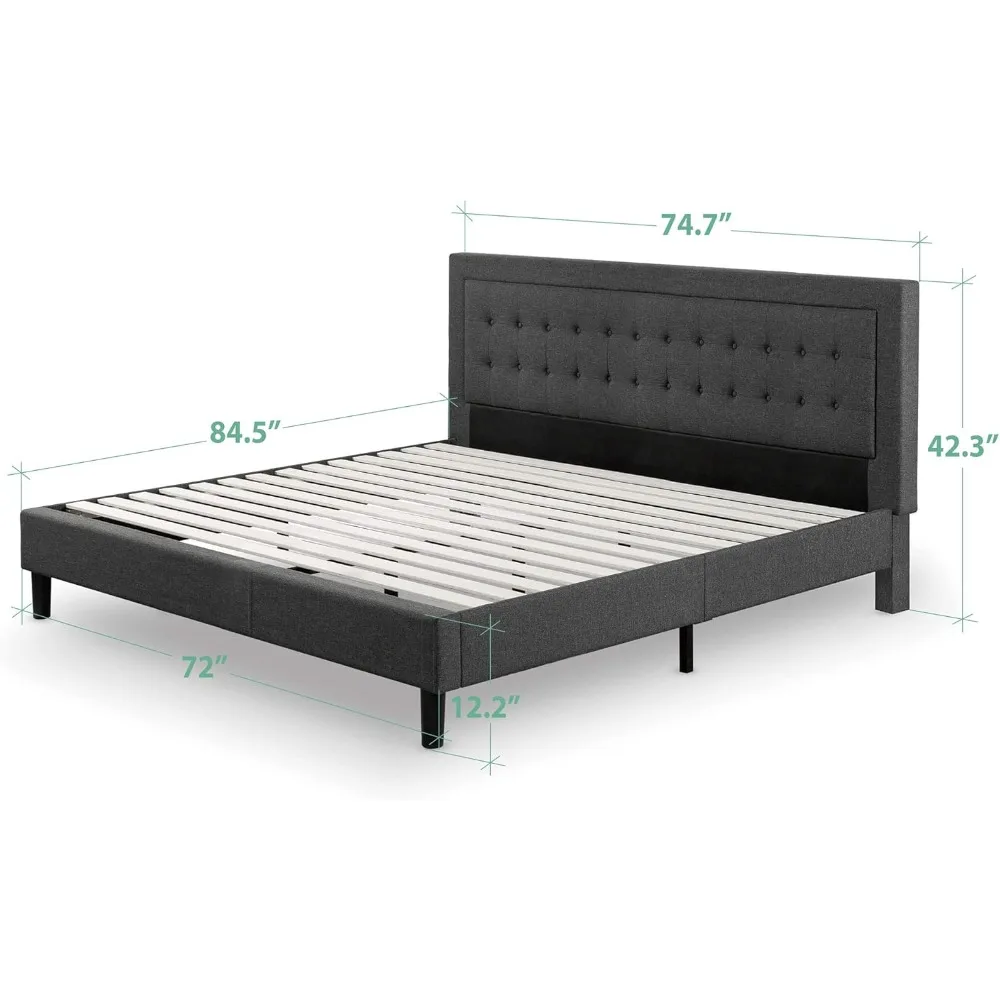 Dachelle Upholstered Platform Bed Frame / Mattress Foundation / Wood Slat Support / No Box Spring Needed / Easy Assembly