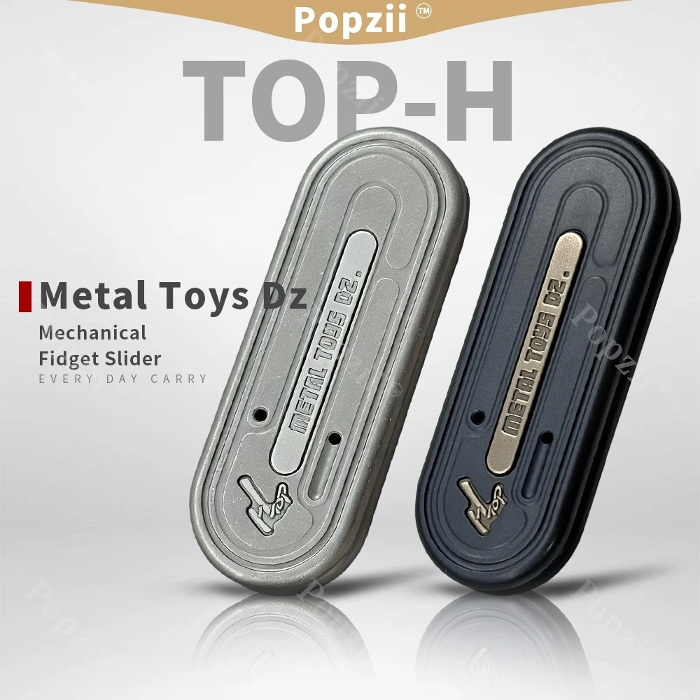 Metal Toys Dz TOP H Black Stone Wash Mechanical Push Slider EDC Fidgeting toy Cool Gadget Stress Relief Toy Metal Anxiety Toys