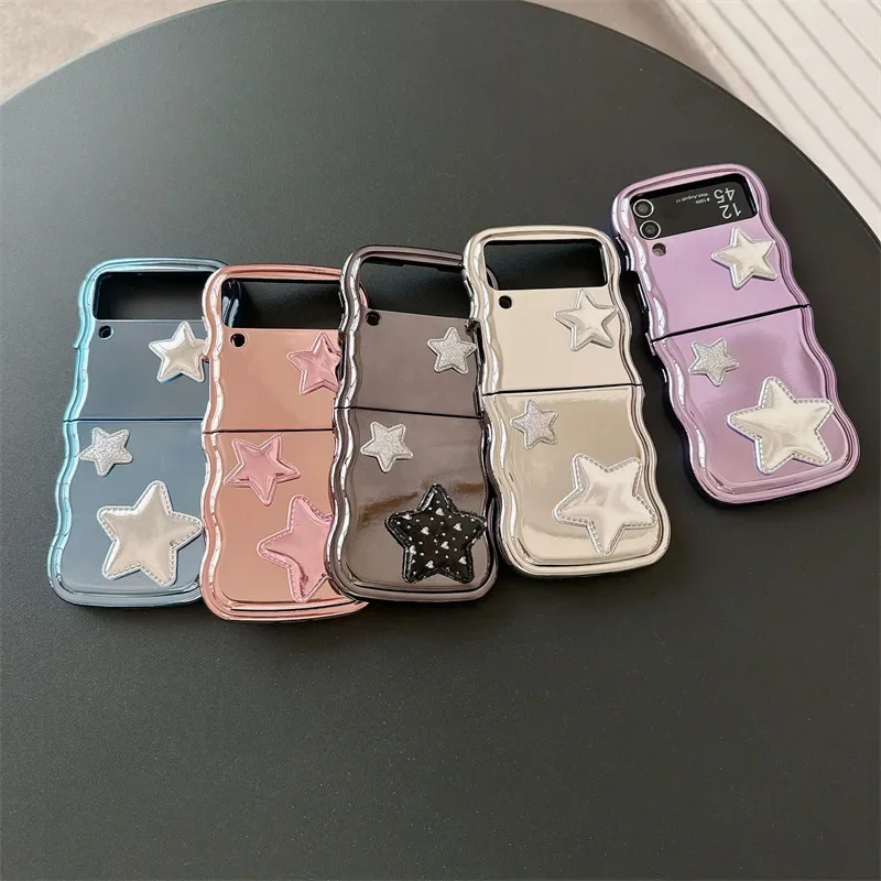 جراب هاتف مموج مطلي بالنجم ، غطاء خلفي واقي ، غلاف لسامسونج جالاكسي زد فليب 6 ، 5 ، 4 ، 3