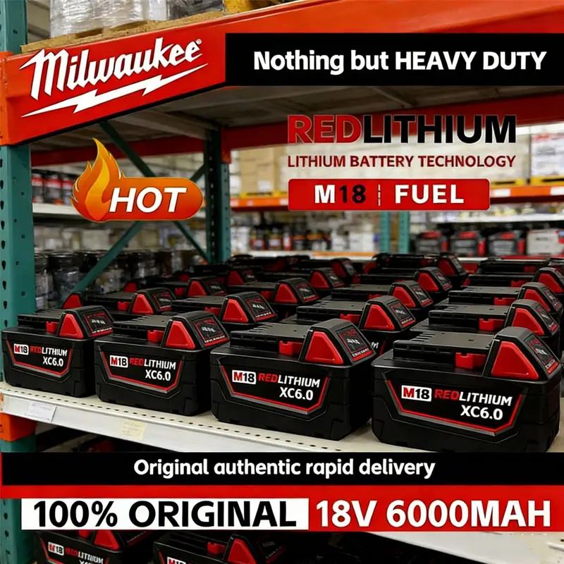 

100% M18 Milwaukee Battery18V 6000mAh M18B6 M18B5 Suitable for Milwaukee Power Tools Rechargeable Lithium Battery