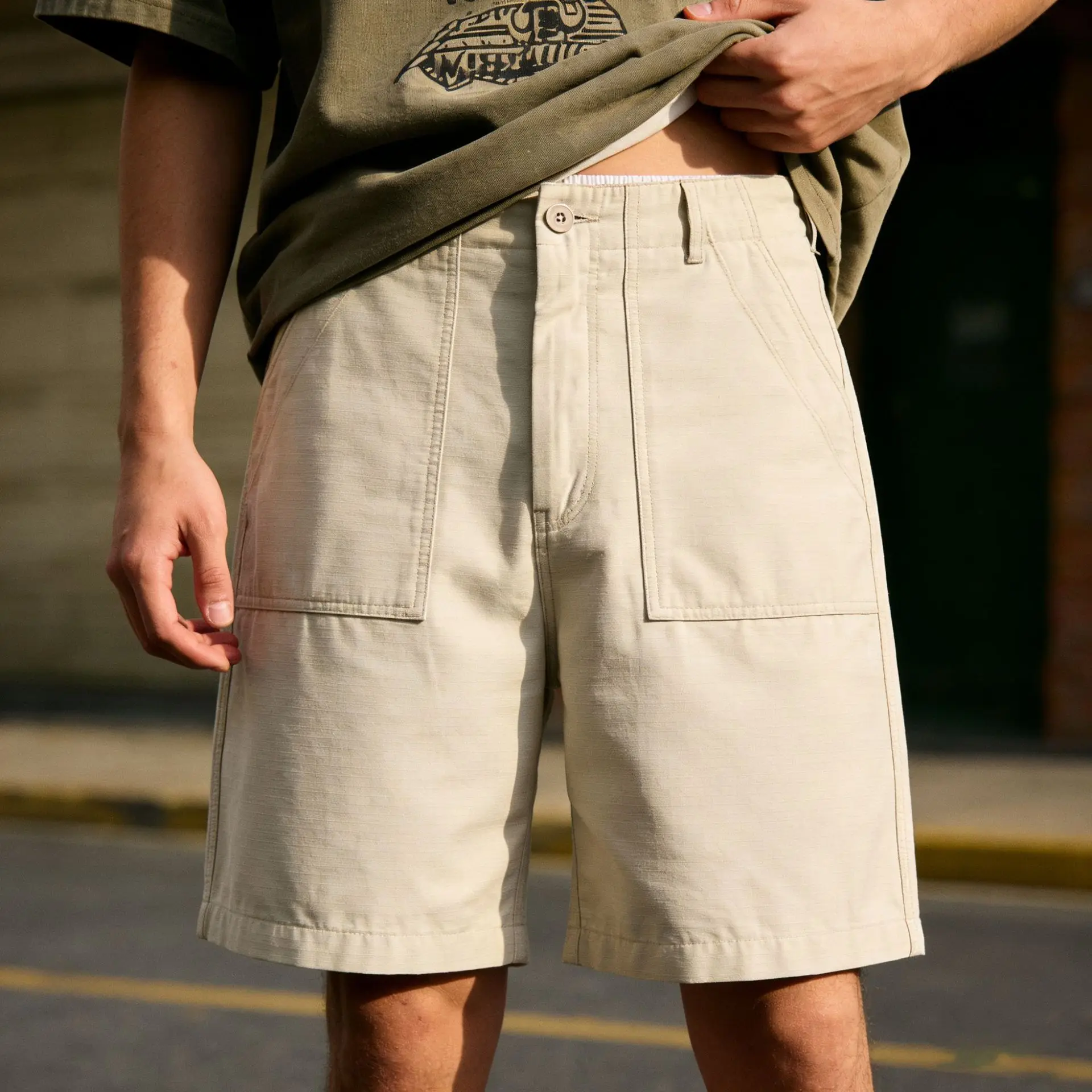 

OKONKWO American retro OG107 shorts workwear casual pants satin five-point pants OG-107 bread pants