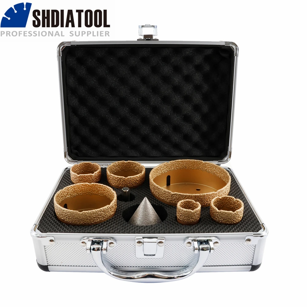 

SHDIATOOL 8pcs 25/35/40/50/68/100mm Diamond Core Drill Bits M14 Porcelain Tile Granite Marble Ceramic Hole Saw Vacuum Brazed Dry