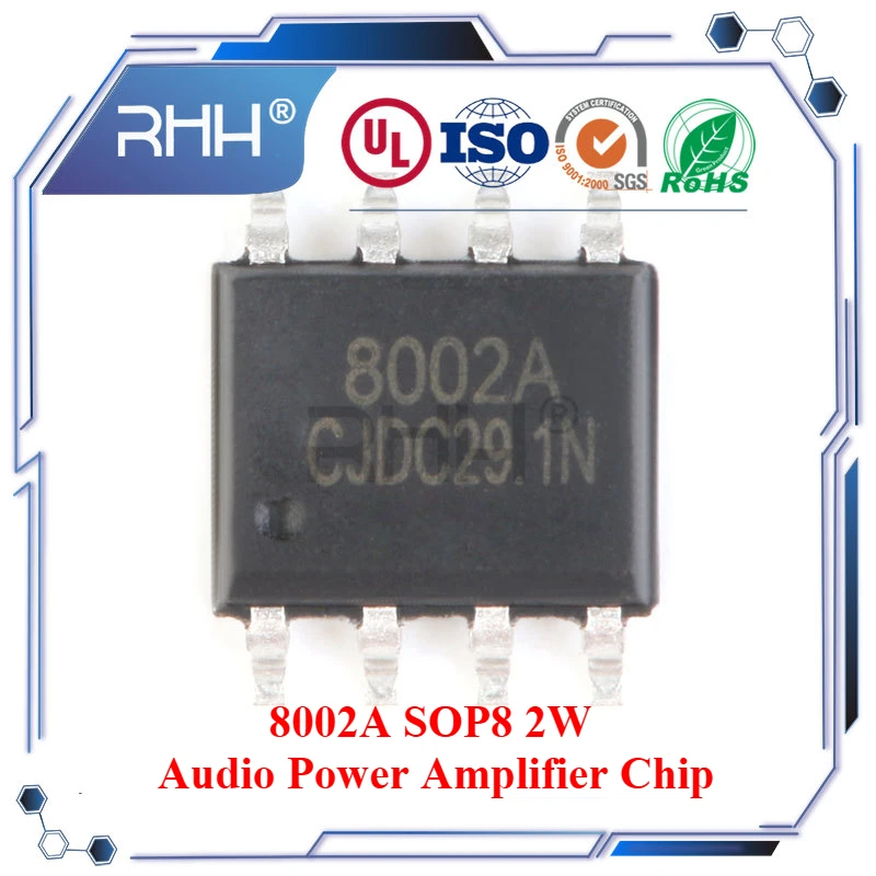 8002A 8002 2W SMD SOP-8 Audio Voice Power Amplifier IC universal audio power amplifier IC chip, compatible with LM4871