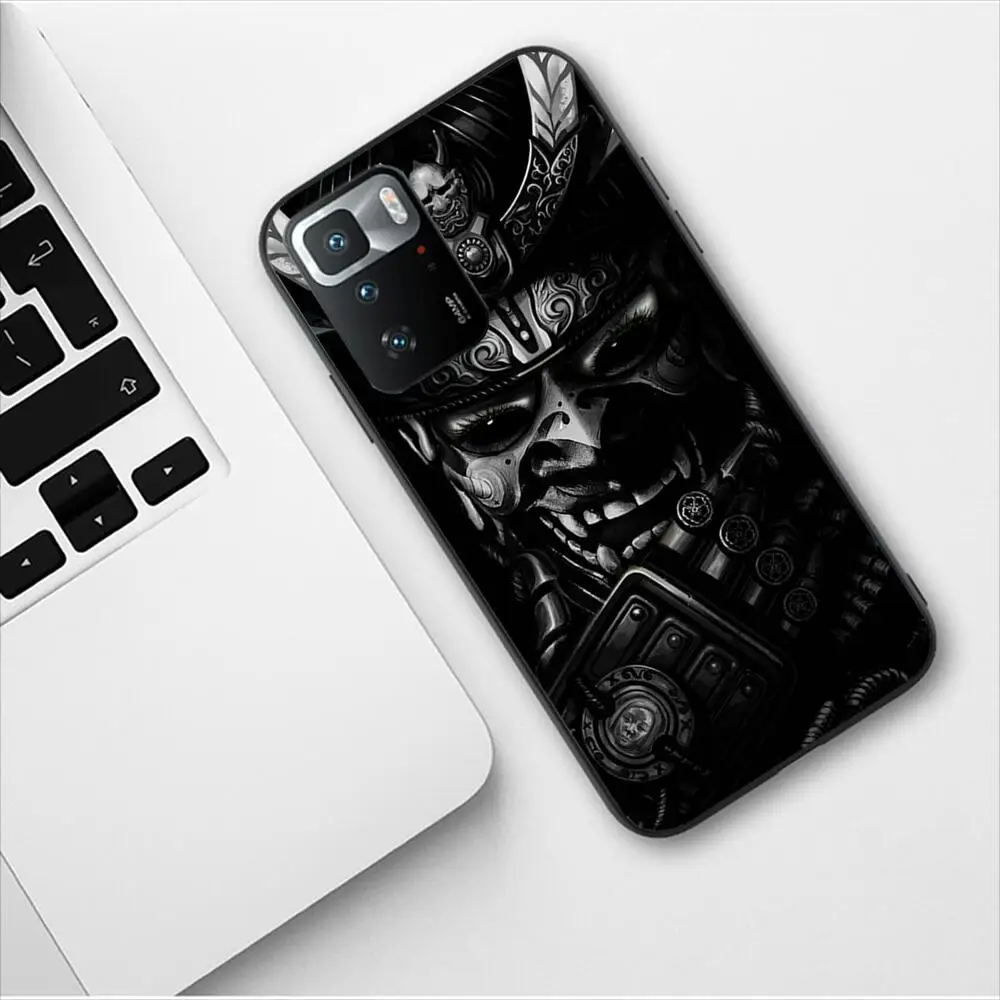 Japan Oni Hannya Samurai Mask Luxury Phone Case For Redmi 9 9A 7A 10 8A 10A 8 Note 11 10S 7 11S Plus POCO X3 Pro TPU Soft Cover