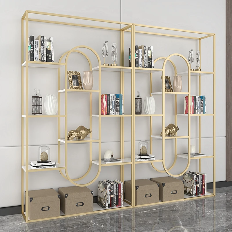 Customized Nordic Iron Art Storage Rack, Commercial Office Floor Display Rack, Creative Multi story Display Bookcase, Partition