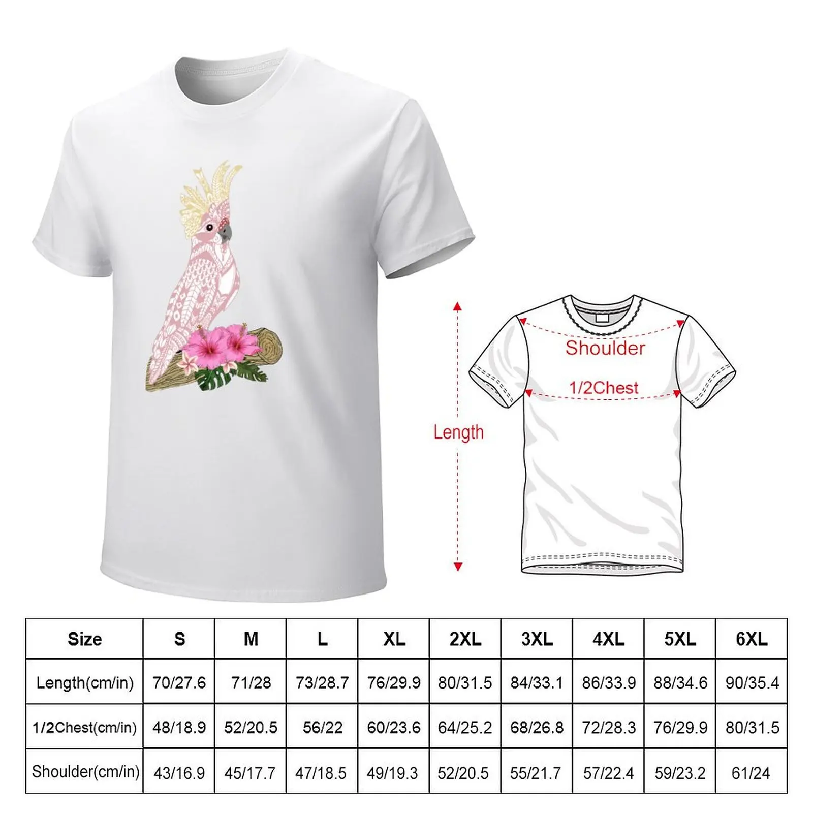 Cockatoo mandala T-shirt vintage korean fashion summer clothes customs design your own mens graphic t-shirts