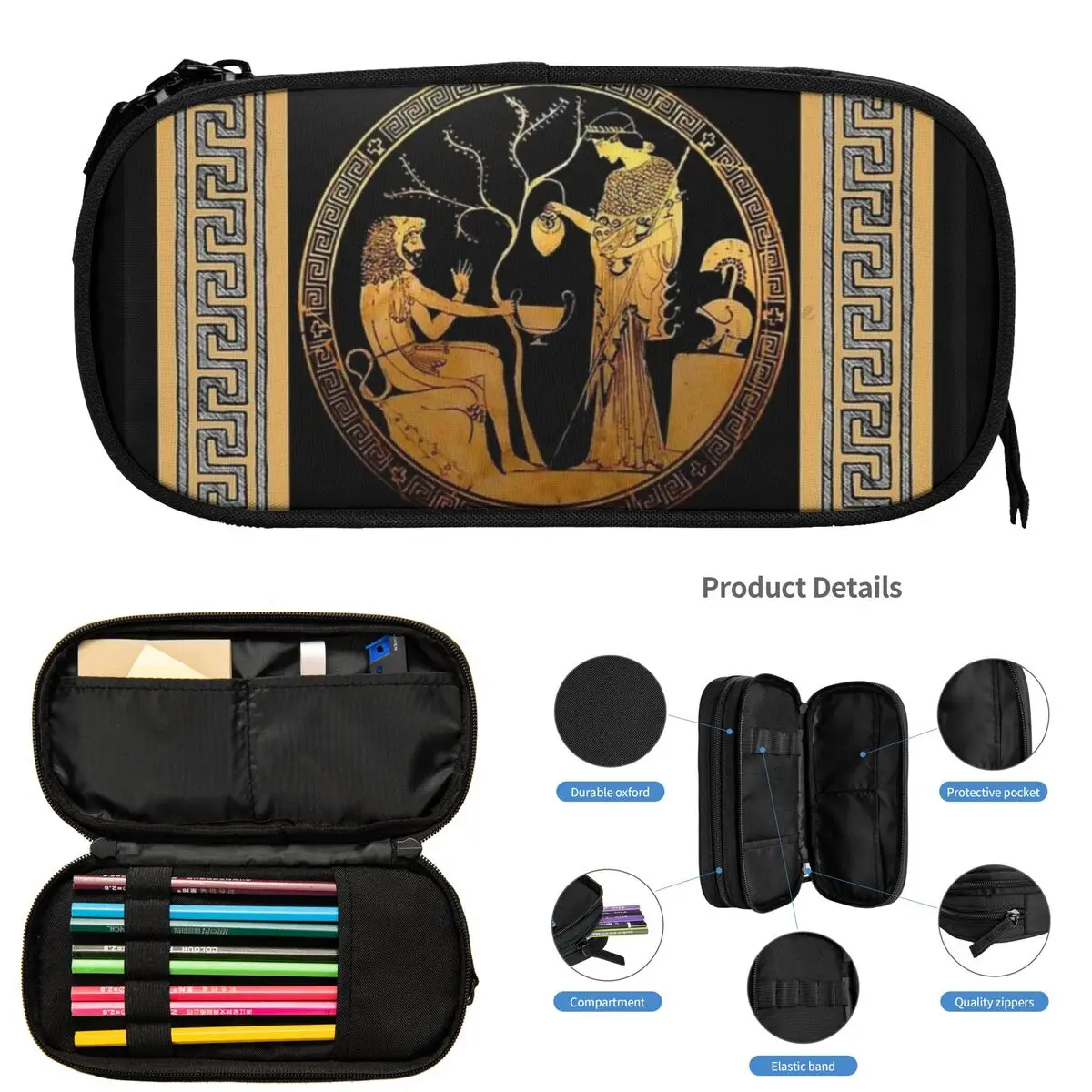 مقلمة الأساطير اليونانية القديمة لهدايا الطلاب صندوق القلم حقيبة أقلام رصاص تخزين كبير قلم رصاص الحقيبة تخزين لوازم مكتبية
