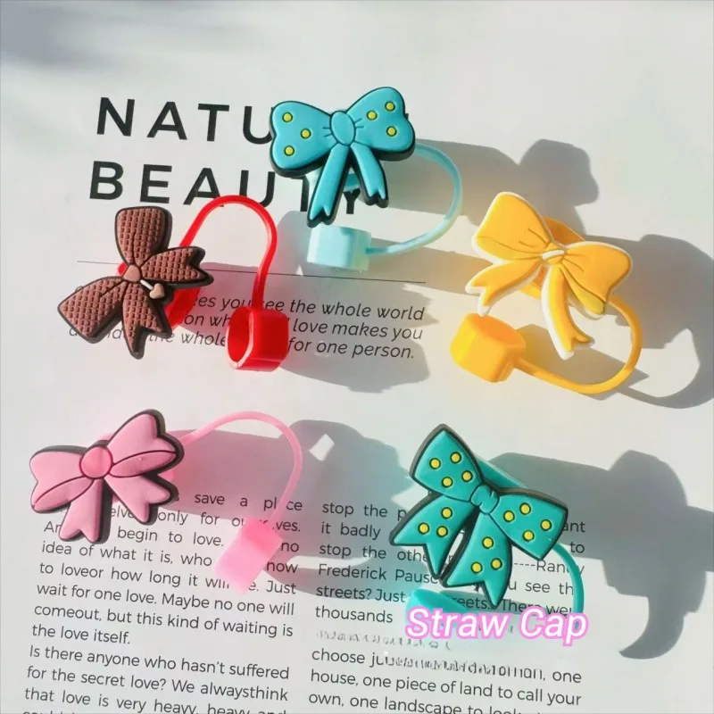 

Pink Bow Straw Cap For Stanley Tumbler Cup Accessories 10mm Universal Straw Cover Reusable Dust-proof Silicone Straw Plug Cover