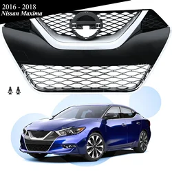 Front Bumper Grille Grill For 2016 2017 2018 Nissan Maxima Black Chrome Trim
