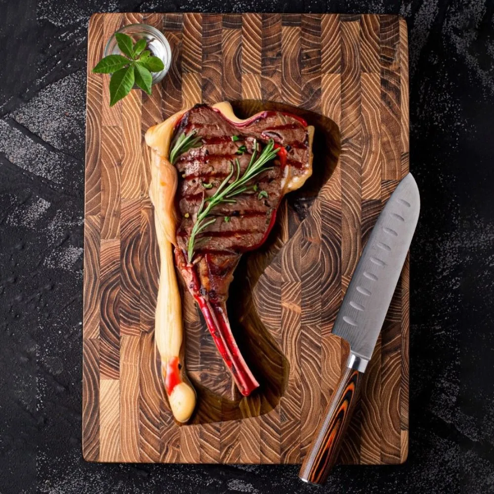 Thickened Teak Wood Cutting Board Rectangular Double-sided Chopping Board Non-slip Large Size Charcuterie Board Restaurants
