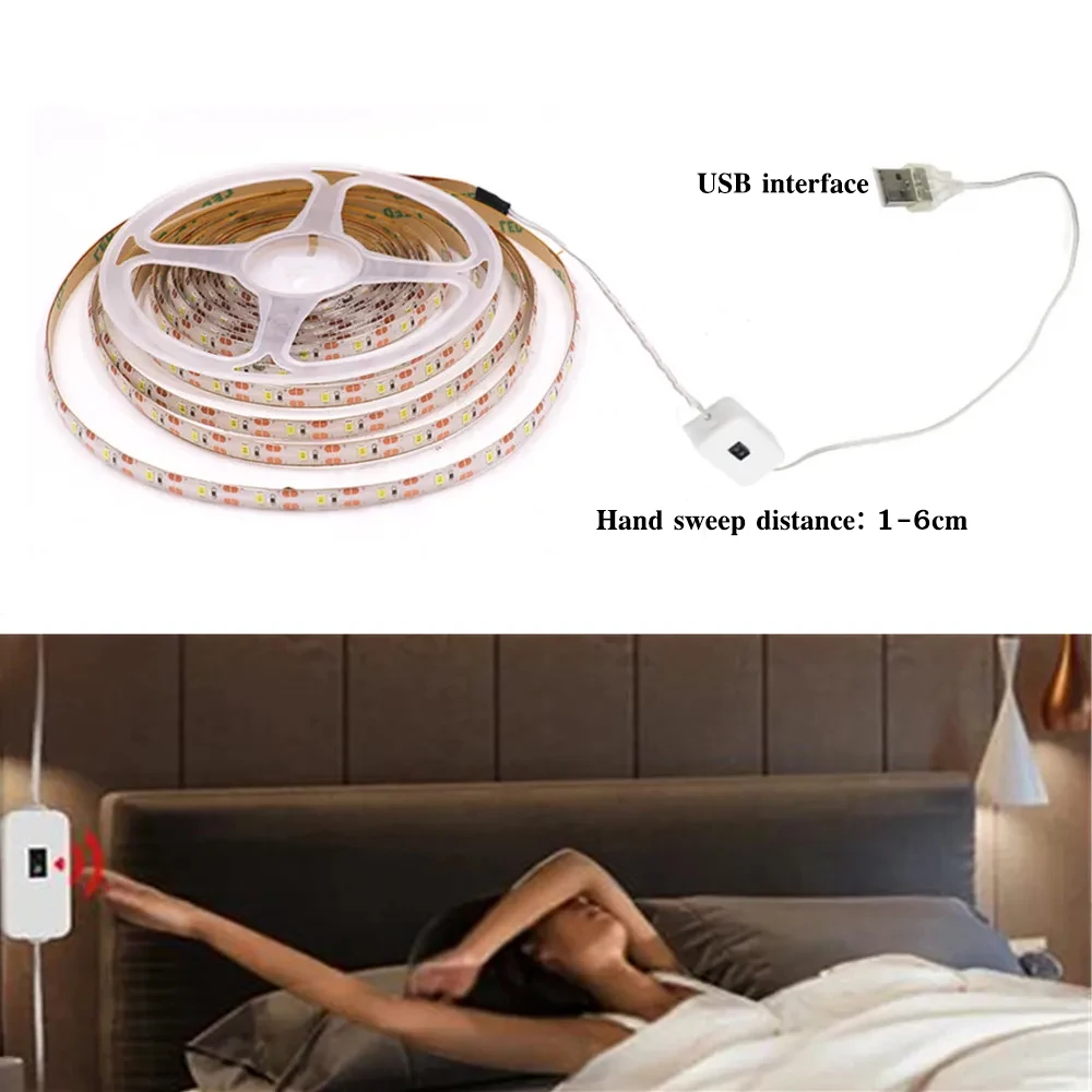 5V USB LED Strip With Hand Sweep Sensor/Touch Dimmer/ON OFF Switch 1M 5M Light Tape Decoration Ribbon for Kitchen Room Backlight