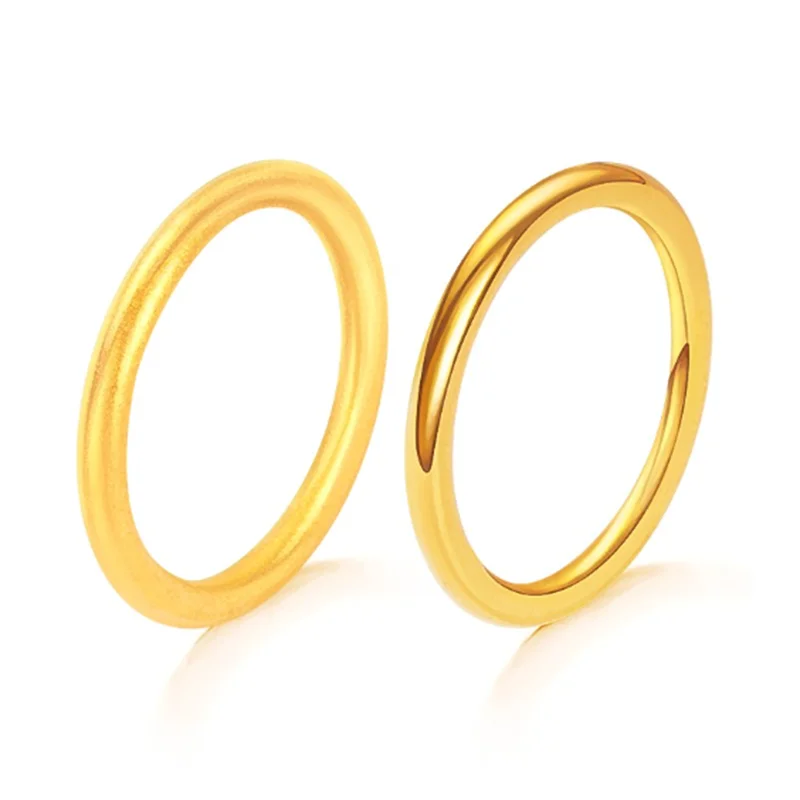 1pcs Pure 999 24K Yellow Gold Ring For Women Polish Surface and Matte Finish Rings US Size 5-9 Jewelry