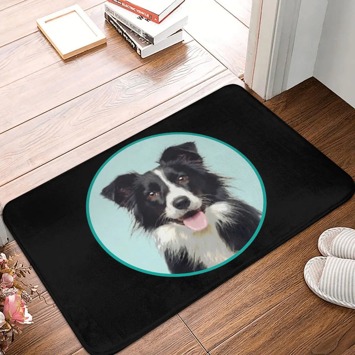 Cute Border Collie Dog Funny Border Collie Lovers Anti-slip Doormat Floor Mat Carpet Rug for Kitchen Entrance Home Footpad Mats