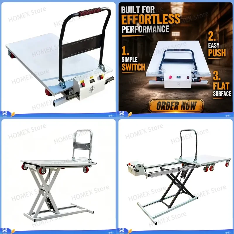 400kg Stainless Steel Scissor Lift Table Manual Hydraulic Platform Trolley Heavy Duty Warehouse Lifting Cart with Wheels