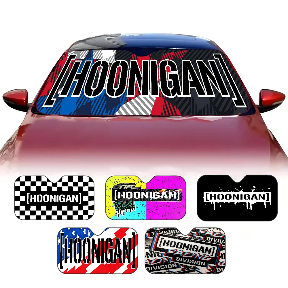Hoonigan ขับเคลื่อนโดย Passion Racing โลโก้รถหน้าต่าง Sun Shade กระจกป้องกันรังสียูวีด้านหน้าด้านหลังกระจกบล็อกฝาครอบ