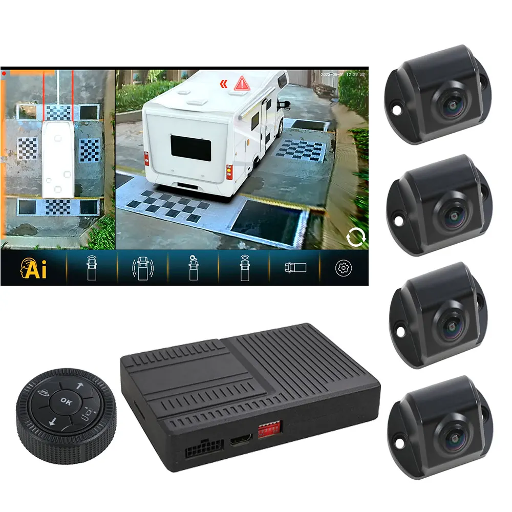 

Super Night Vision 3D 1080P 360 AI Car Camera Around View System For Motorhome RV Car Reversing Aid