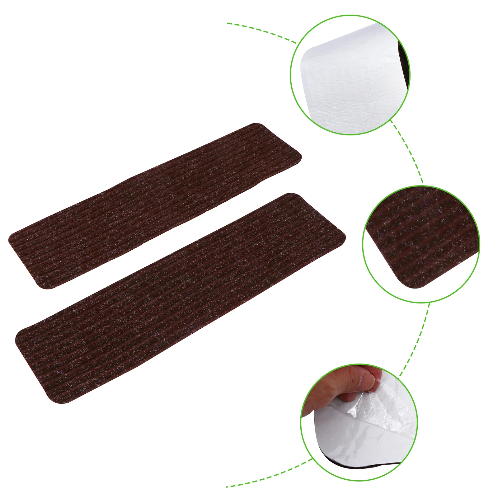 2 Pcs Stair Tread Pad Light Brown Washable Polyester Non Skid Self Adhesive Step Mats Carpets Protect Wood Scratches Fits Most