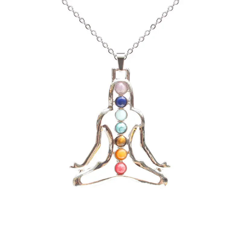 

l Crystal Yoga Stone Nelace Pendant Cross-Border 7 Cha Kra Faion Jewelry New Sle ex Crystal Pendant Nelace