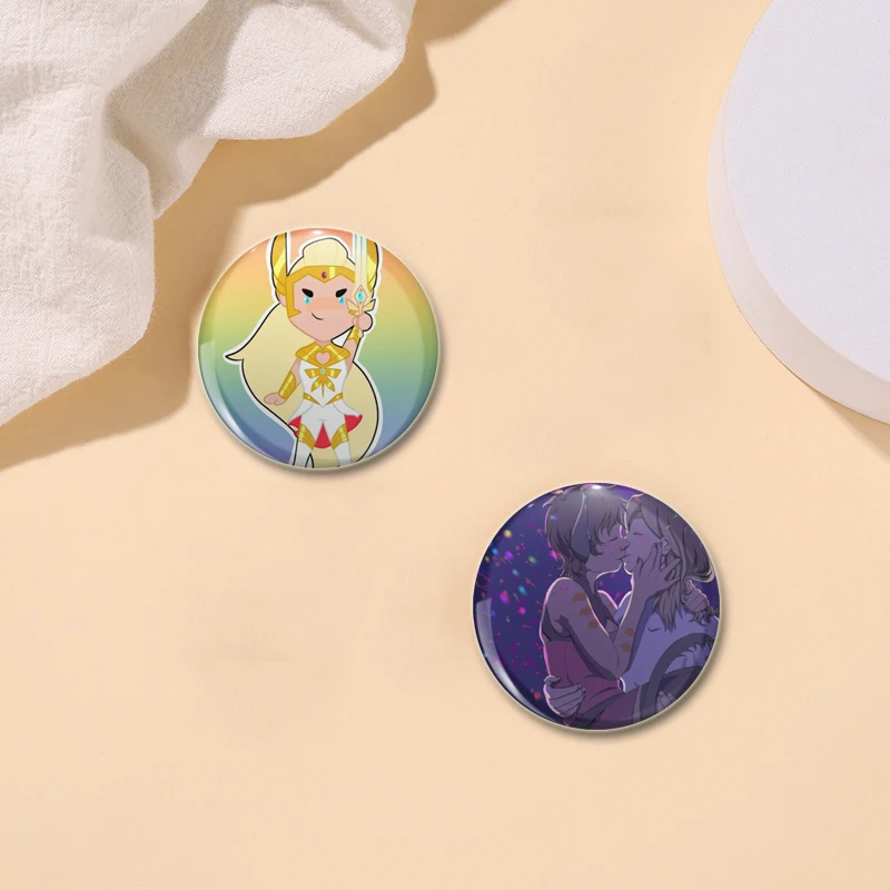 58MM She Ra Look Chest Symbol Adora Round Button Pin Customizable Badge on Backpack Decor Clothes Jewelry Accessories Gifts