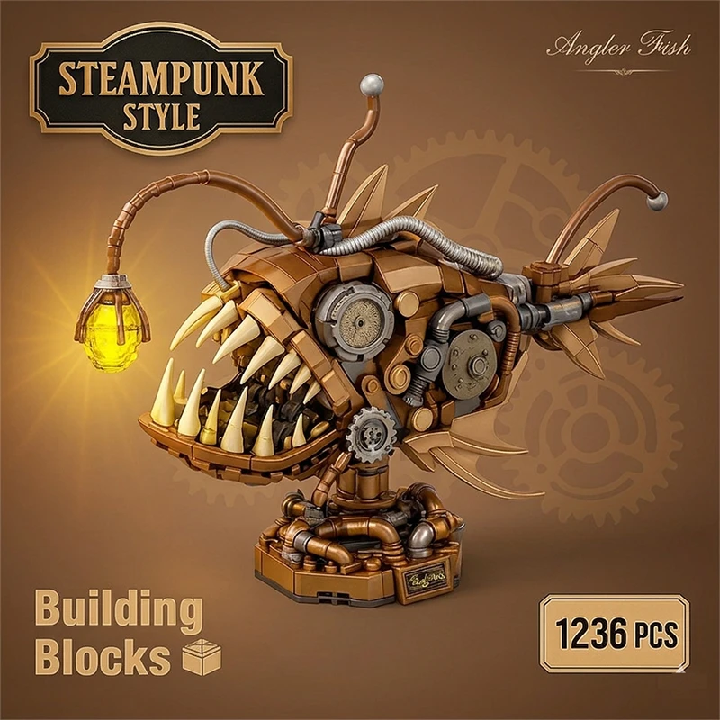 

Наборы строительных блоков «Рыба-кит» 1236 деталей, 3D-модель глубоководного монстра, механическая рыба, MOC-конструктор, игрушки для взрослых и детей, коллекционные подарки