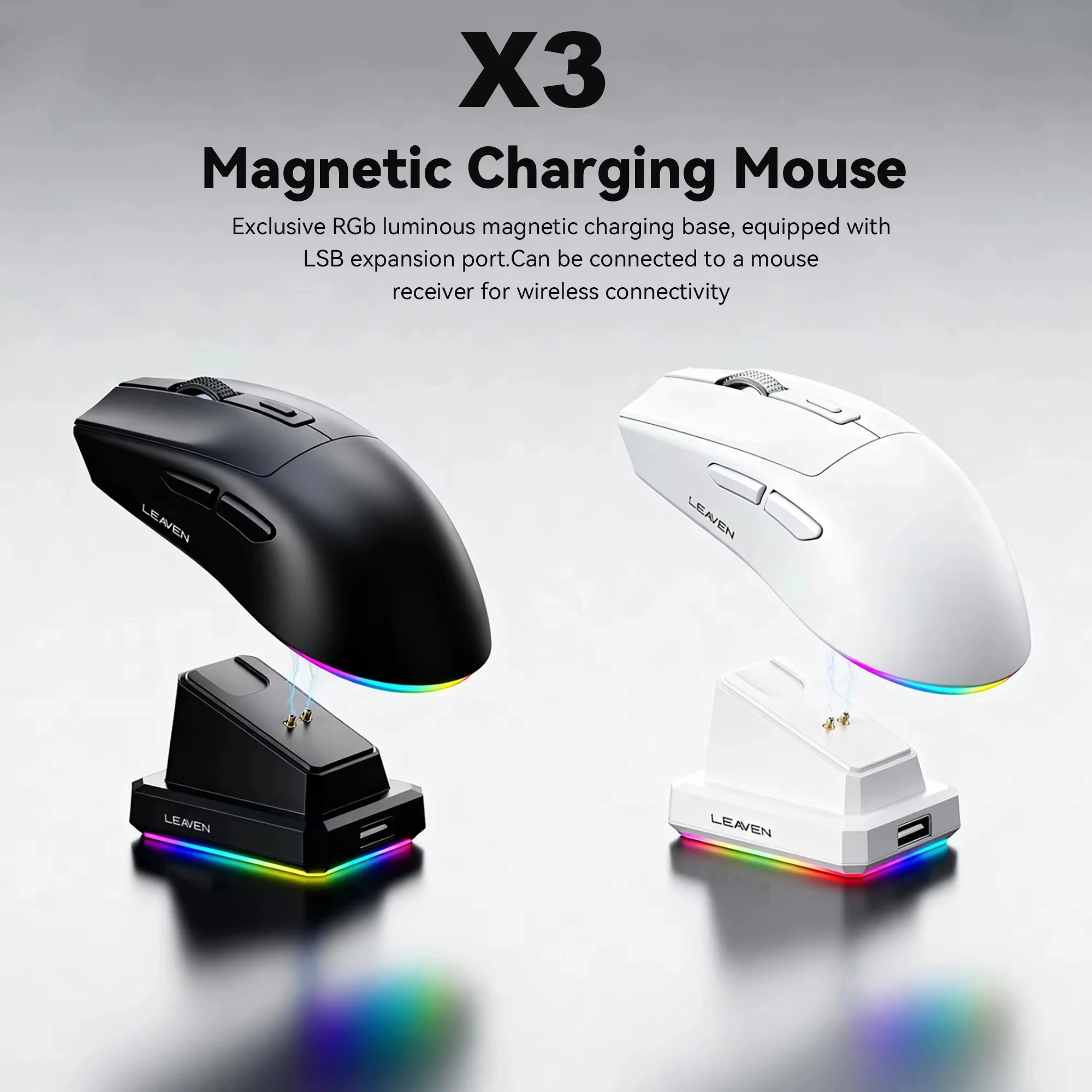 Dual-Mode Wireless Bluetooth Mouse With Dock DPI Adjustable Mause Ergonomic Office RGB Touch Magnetic Charging Base BT5.2/2.4G