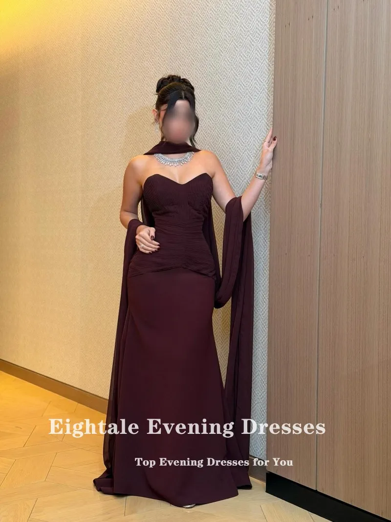 فستان سهرة عربي Eightale بطيات على شكل قلب فستان حفلات مخصص لحفلات الزفاف عنابي حورية البحر رداء De Soirée