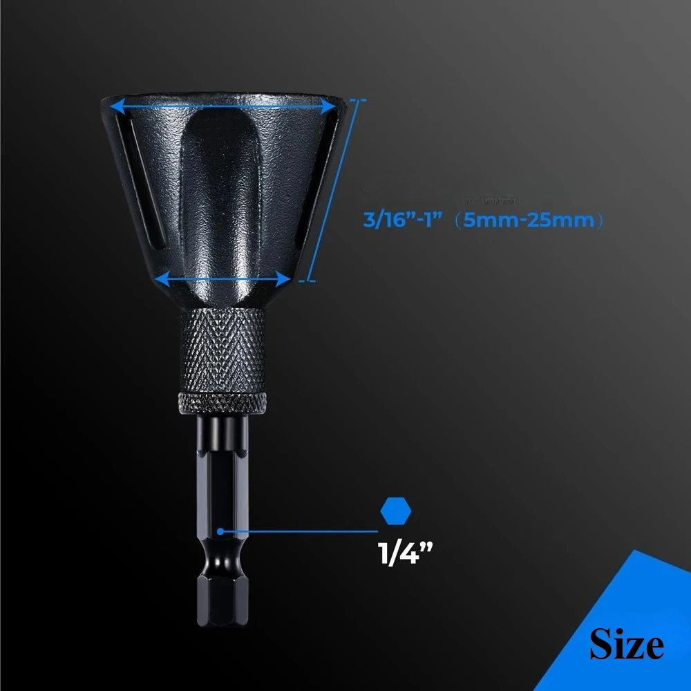 3-19mm Deburring Chamfer Tool for Metal, Hex Bolt Thread Trimming, Stainless Steel Burr Removal, Drill Bit Accessory Fixed Size