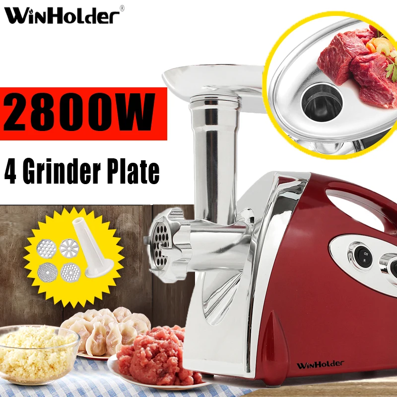 

Winholder Heavy Duty 2800W Powerful Electric Meat Grinder Mincer Food Processors Sausage Maker With 3 Blade Kitchen Accessories