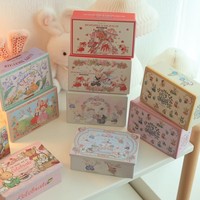 Bunny Right Angle Rectangular Metal Box Baking Cookies Candy Packing Box for Wedding Gift Storage Tins Card Jewelry Organizer
