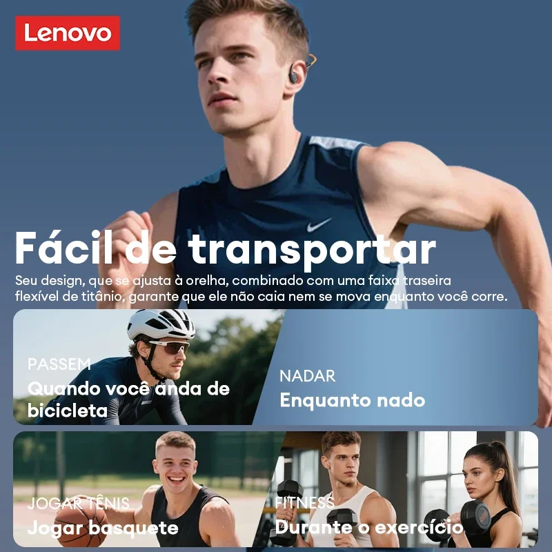 Lenovo S106 IPX8 Waterproof Bone Conduction Earphone Bluetooth 6.0 Headphone MP3 Built-in 32GB Memory Wireless Sport Headset Mic