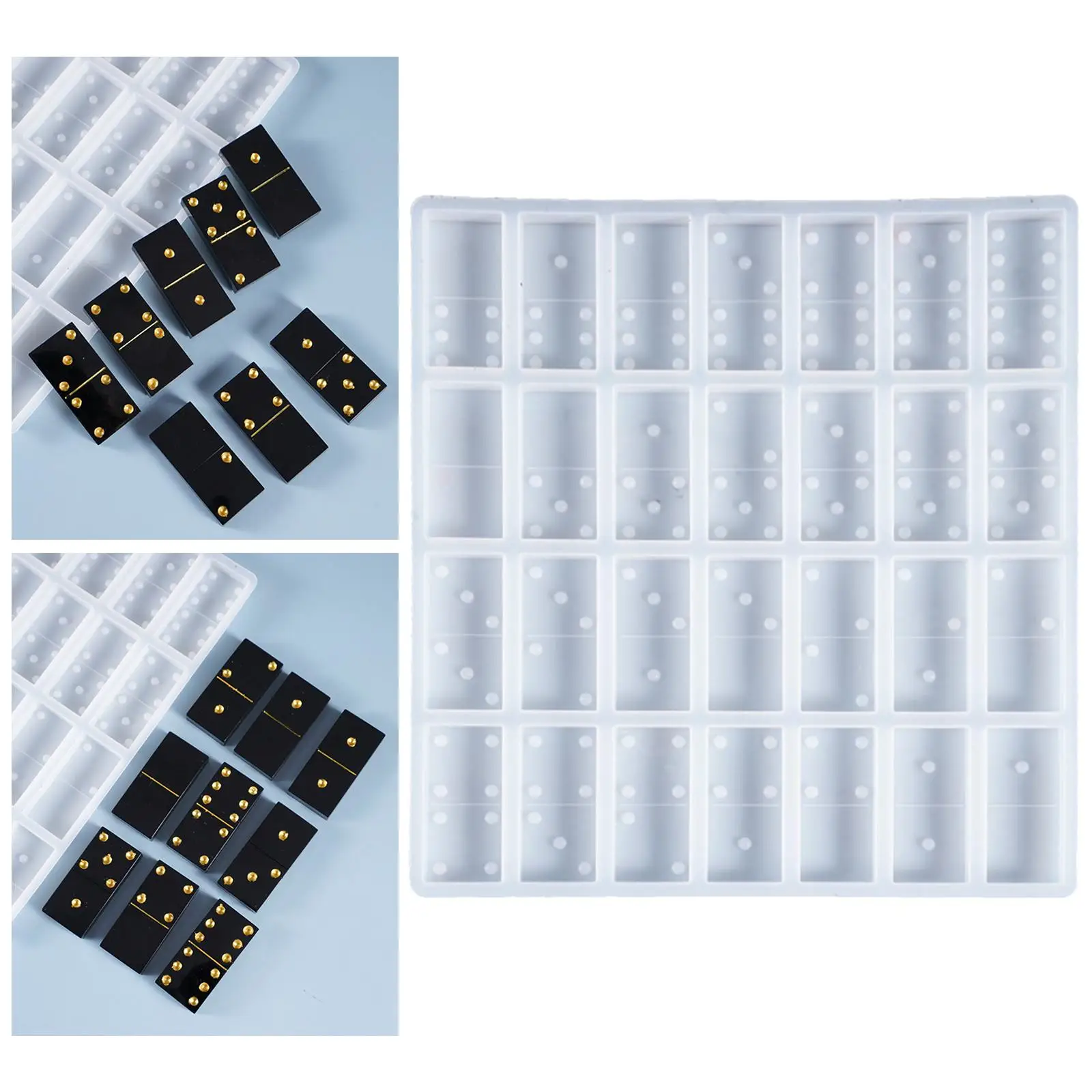 کے 28 Cavities Dominoes Molds Resin Casting DIY Epoxy Silicone Mods Crafting Flexible for Pendant Soap Candle Making Soap Crafts