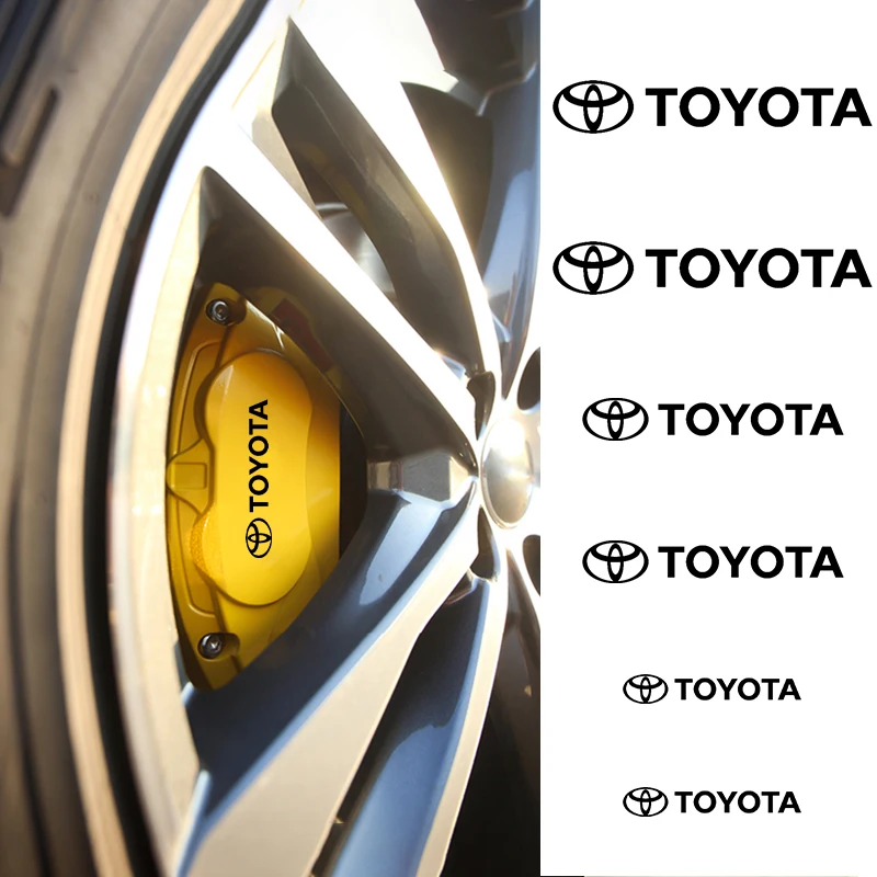 6 قطعة سيارة الفرامل الفرجار ملصق مائي شعار سيارة عجلة اكسسوارات الديكور لتويوتا كورولا كامري هايلكس بريوس أفينسيس أوريس GR