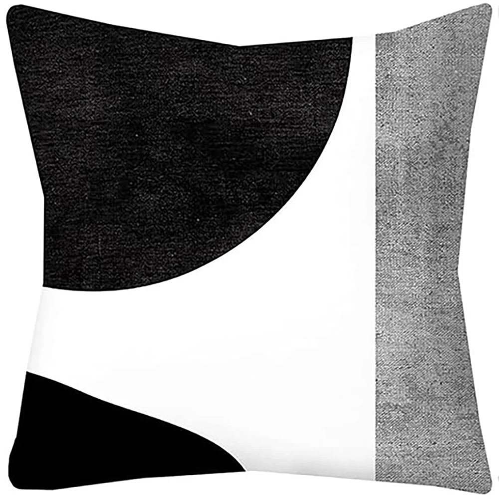 Fundas de almohada con estampado geométrico blanco y negro moderno, fundas de cojines para sofá y silla, decoración de
