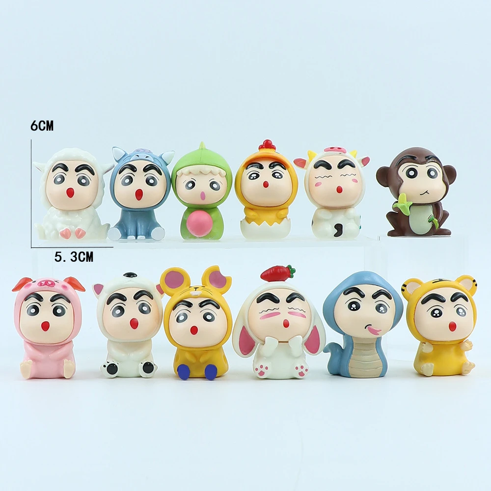 Nuevo 6 unids/set Anime Crayon Shin-chan Cos animal versión Q figuras de acción PVC modelo estatua juguetes muñeca adornos montados en coche regalos