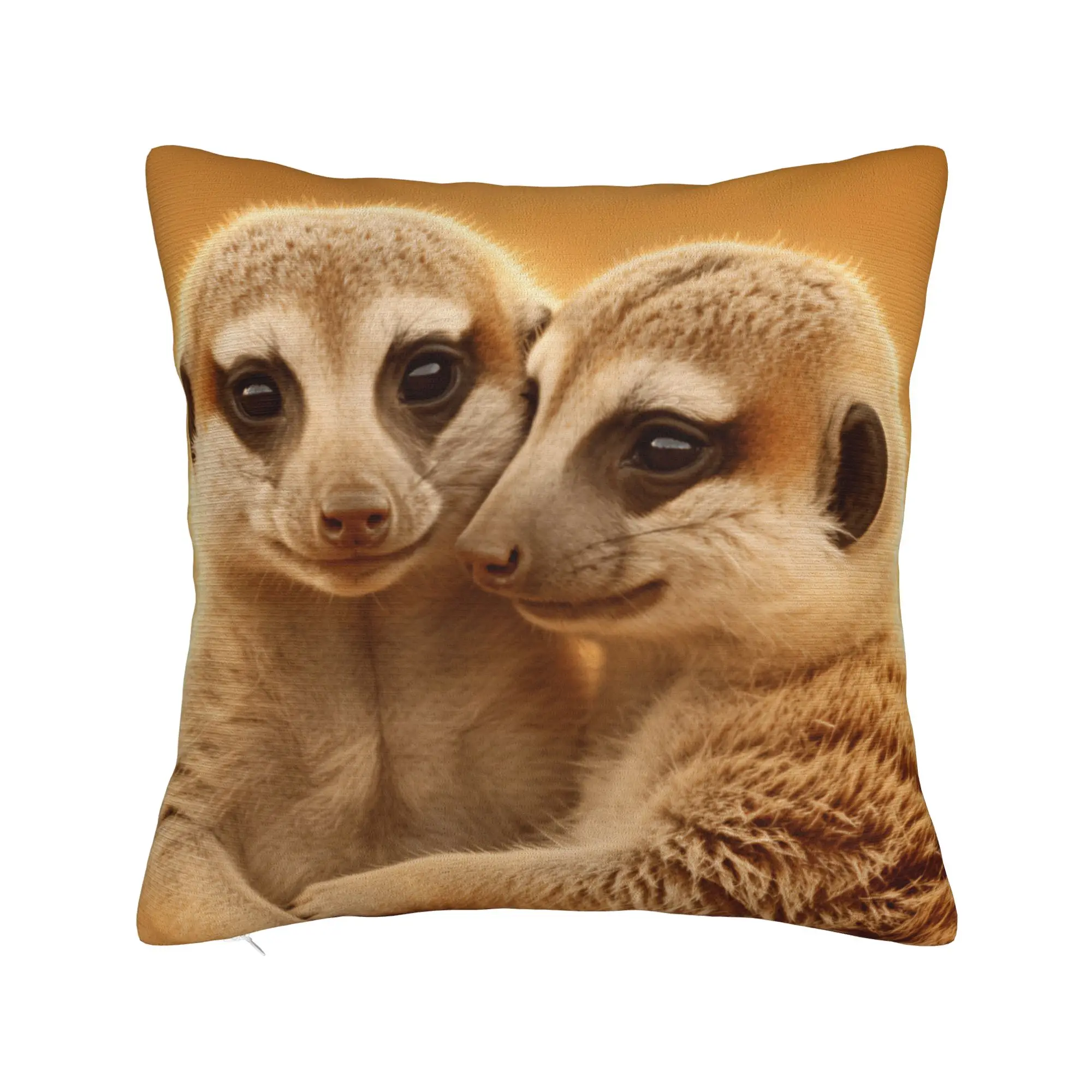 Two Meerkats Hugging Warm Pillowcases  Morden Pillow Case For Sofa Home Decoration Soft Pillow Cover