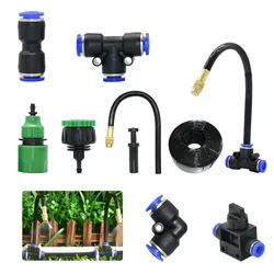 DIY Drip Irrigation System Mist Nozzle Adjustable Watering 8mm Pe Hose Lock Nut Connector Drip Watering Sprinkler