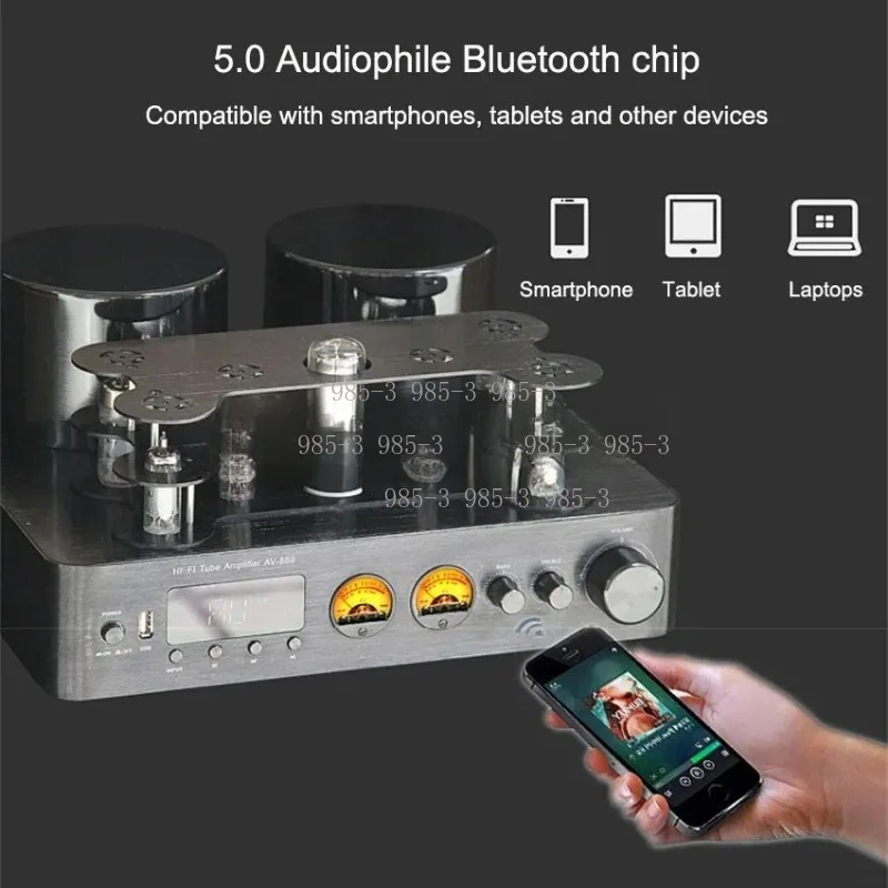 High Power Tube Amplifier, COAX / OPT Power USB, Home Theater Player, Bluetooth 5.0 Audio Speaker Amplifier, 200W+200W
